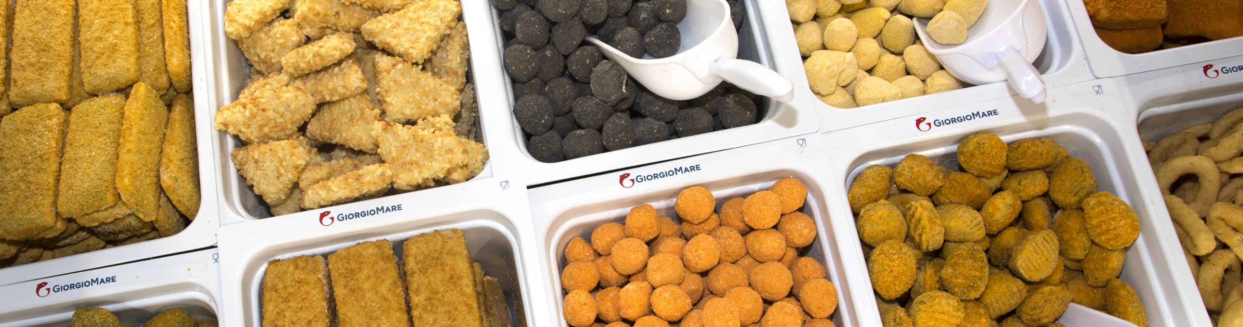 Panati GiorgioMare - All'interno dei più grandi negozi GiorgioMare® è possibile trovare anche un’ampia e variegata selezione di gustosissimi panati di pesce, carne e sfiziosità, pronti da cuocere.